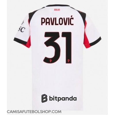 Camisa de time de futebol AC Milan Strahinja Pavlovic #31 Replicas 2º Equipamento Feminina 2025-26 Manga Curta Camisa de time de futebol AC Milan Strahinja Pavlovic #31 Replicas 2º Equipamento Feminina 2025-26 Manga Curta